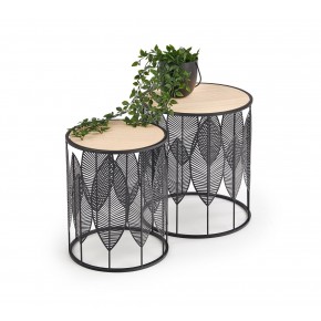 Комплект HALMAR FOLLA (2 стола журнальных) черный/натуральный, 33/40 и 40/45